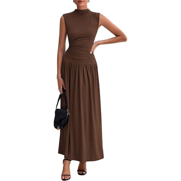 Dresses & Skirts - Women Skirt Sets Summer 2 Piece Ruffle Maxi Ruching Sleeveless Dressy Outfits